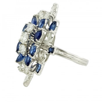 14ct white gold Sapphire/Diamond Cluster Ring size T